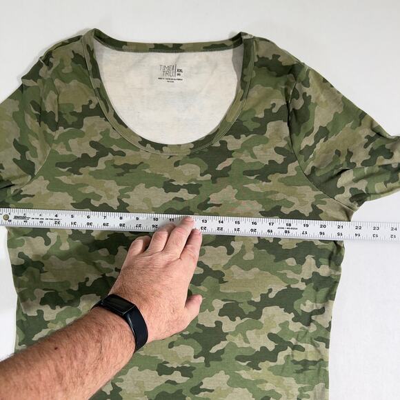 Time And Tru T-Shirt Woman XXL 20 Scoop Neck Green Camo Short Sleeve 100% Cotton - Picture 5 of 10